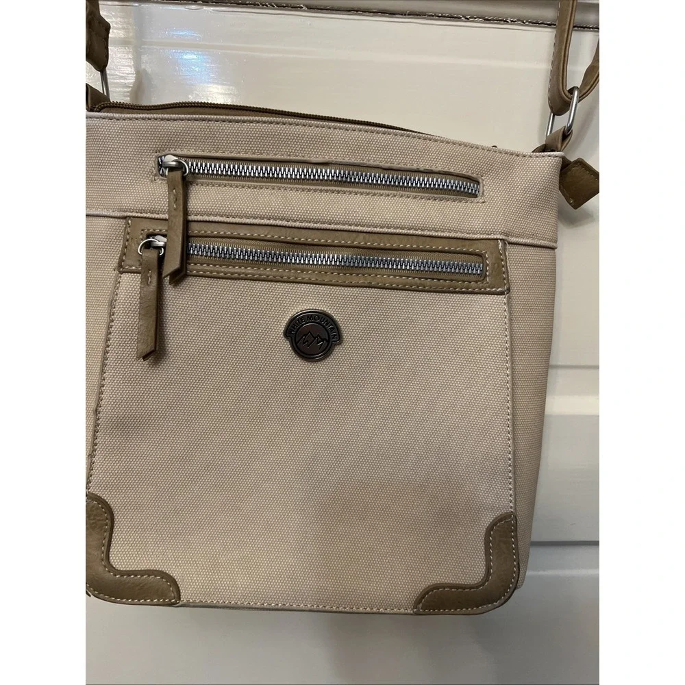 Faux Canvas Crossbody Bag – Pockets Galore Utility Travel Organiz White Mountain